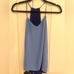 Express Stylish reversible cami shirt- royal blue and light blue.